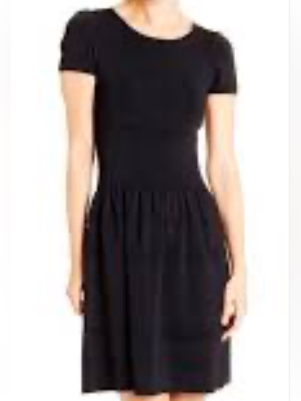 J. McLaughlin Black Grace Fit and Flare Cap Sleeve Dress - Medium
